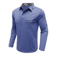 thumbnail image 4 of Mens T-shirts Men's Shirt Casual Long Sleeve Classic Plaid Button Tees With Pockets Mens Short Sleeved Tees Yoga Fit Ling Sleeve T Shirt Tops Men Work Casual Lady Athletic Wear Medium Blue S, 4 of 6
