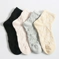 thumbnail image 4 of 1 Paire de Chaussettes pour Femmes Tube Moyen Mode Filles Intérieur Respirant Confortable Lavable Réutilisable Course Exercice Bas de Sol pour Dames Noir, 4 of 9