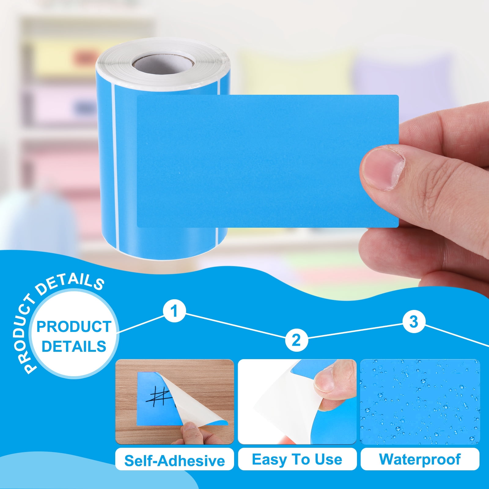 Uxcell Rectangular Color Coding Labels, 500 Pcs 3 x 5 Inch Rectangle Labels Sticker Self-Adhesive Name Tags, Fluorescent Blue
