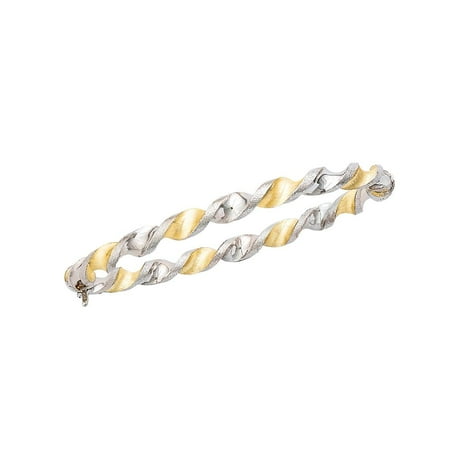 Italian Sterling Silver Twisted Bracelet 14K Yellow Gold Plating Free Gift Pouch