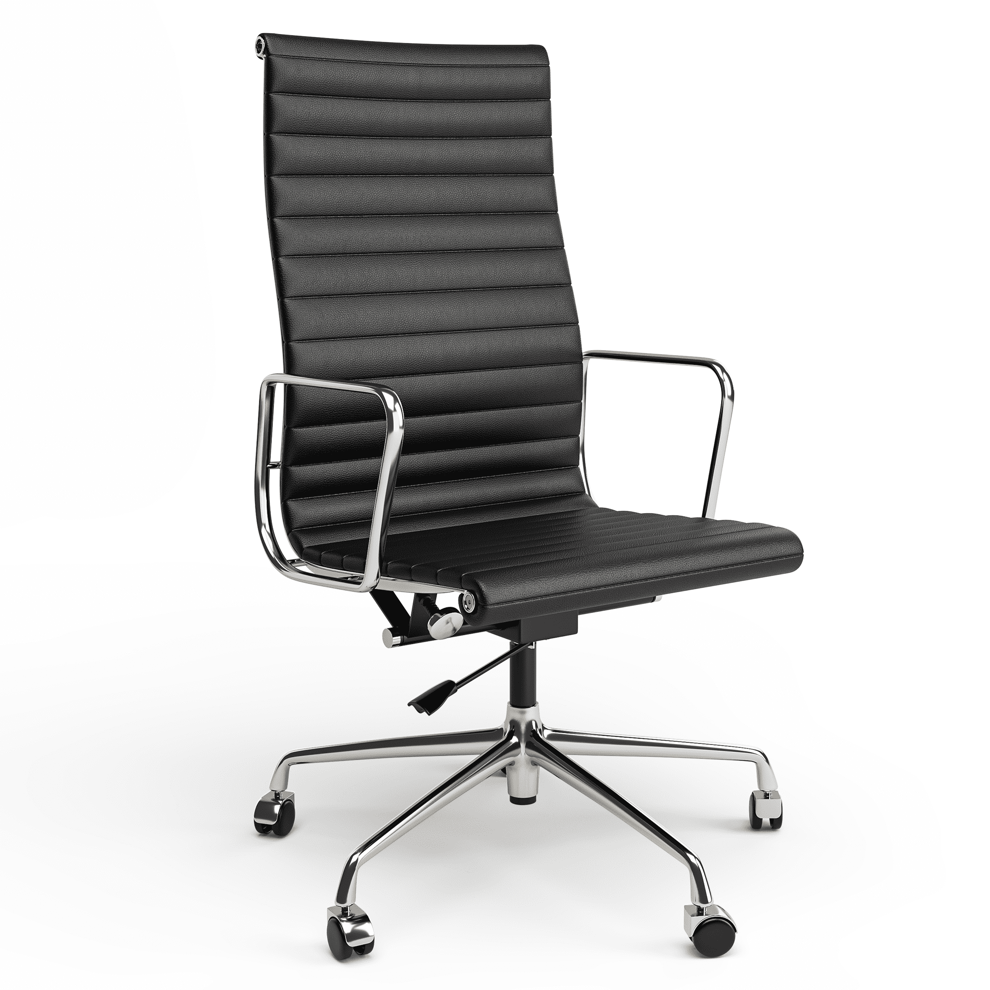 Ribbed Genuine Leather Office Chair, Hight Back, Adjustable Ergonomic