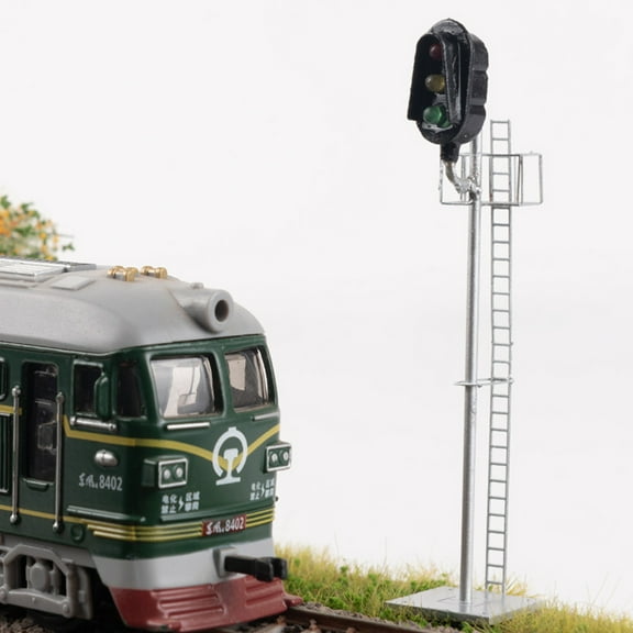 Pretyzoom Scenery Signal Train Model Ornament Stainless Steel 1 Set