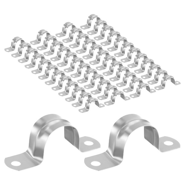 Uxcell 50-Pack Abrazaderas de Conducto, Abrazadera de Tubo Rígido de Acero Inoxidable de 1" M25 para Fontanería
