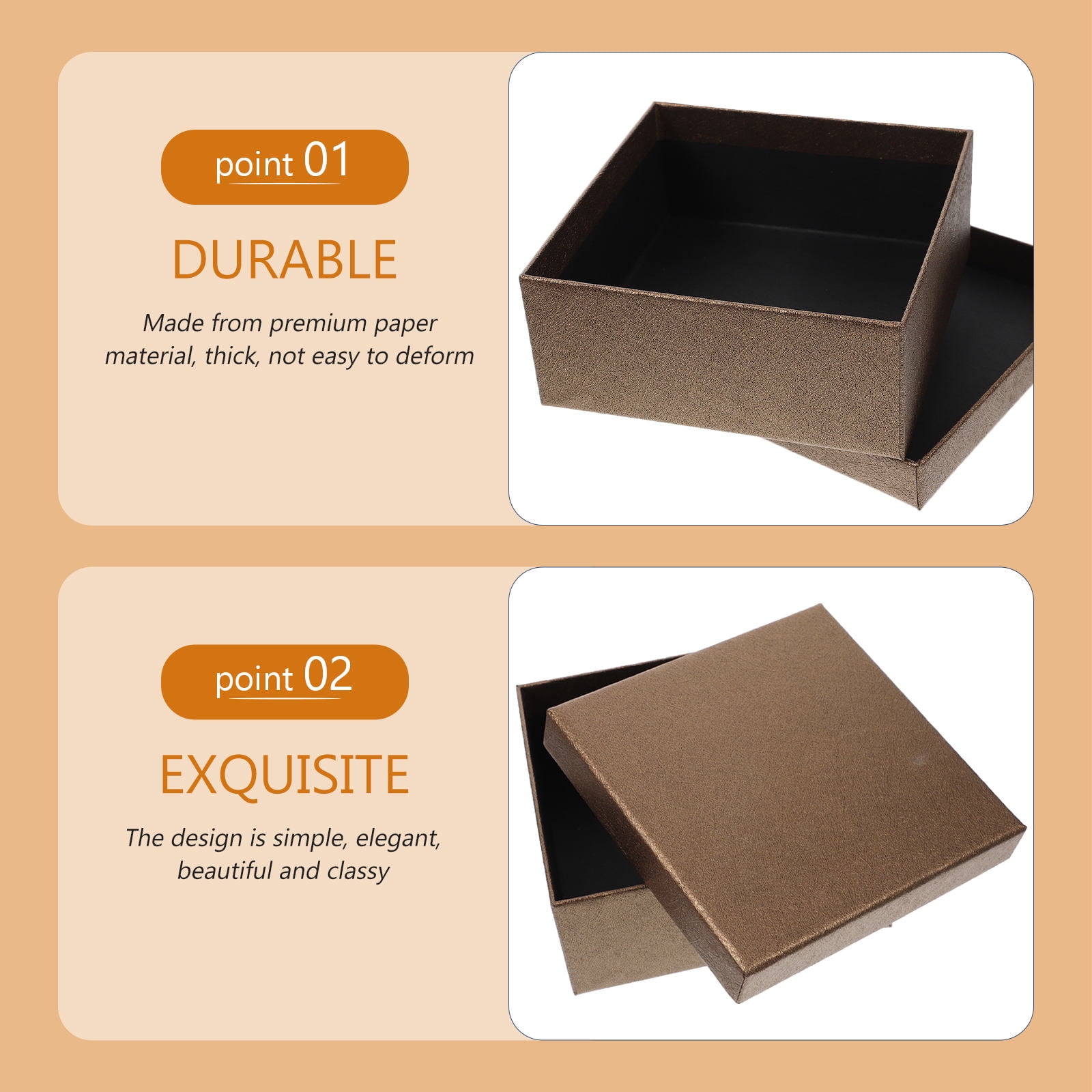KALLORY 10Pcs Creative Paper Box Coffee Thick Cardboard Reusable for Ties