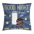 thumbnail image 1 of Sweet Dreams Throw Pillow Cushion Cover, Retro Poster with Chocolate Biscuits and a Glass of Milk Good Night Quote, Decorative Square Accent Pillow Case, 16 X 16 Inches, Multicolor, by Ambesonne, 1 of 2
