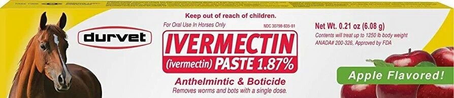Durvet 1Pack of Paste, 0.21 Ounces each, Apple Flavored Horse Dewormer control of large strongyles, small strongyles, pinworms, ascarids, hairworms, large-mouth stomach worms, bots, lungworms, intest