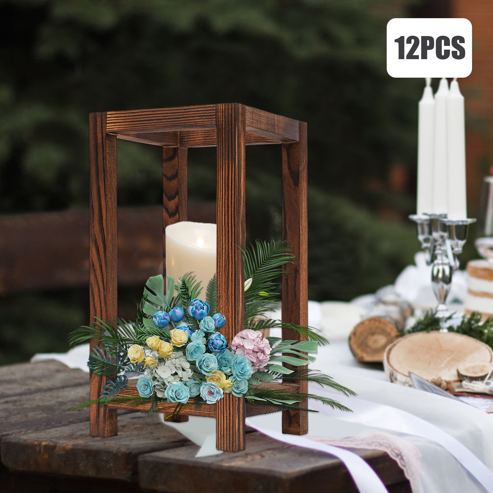 12 pcs Wood Wedding Lantern Centerpiece, 5.5x5.5x10.6 inches Each Rustic  Wedding Vases Stand Candle Holder for Wedding Party Decoration - Walmart.com, image size:1600x1600