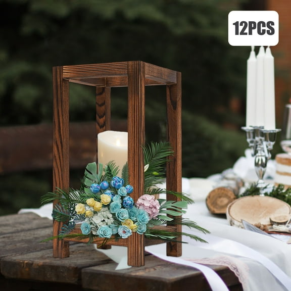 12 Pcs Wooden Wedding Lantern Centerpiece, Rustic Wedding Table Decoration, Farmhouse Decor, Wooden Candle Holder, Country Barn Wedding Gift