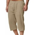 thumbnail image 6 of BLCHUNen Mens Capri Pants Cotton Linen Drawstring Elastic Lightweight Breathable Casual Shorts with Pockets, 6 of 6