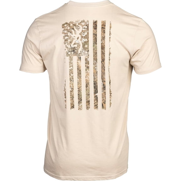 Browning Men's Camo Flag Short Sleeve Crew Neck T Shirt Realtree APX/Tan Medium