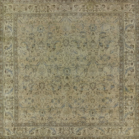 Ahgly Company Indoor Square Mid-Century Modern Brown Oriental Area Rugs, 7' Square