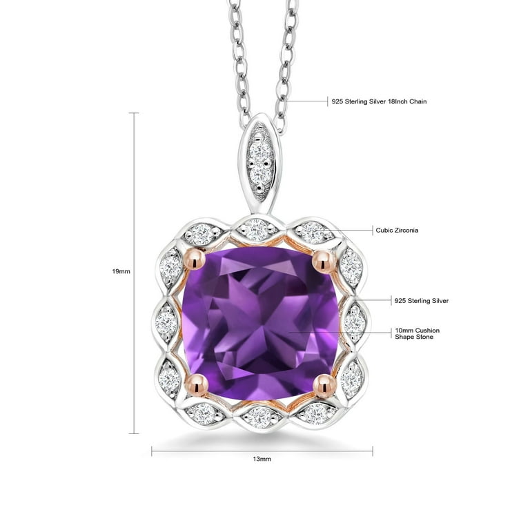 Sterling Silver Cushion 10mm Gemstone And Diamond Pendants Sterling Silver Cushion 10mm Gemstone And Diamond Pendants