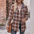 thumbnail image 1 of Camisa Blusas de otoño para mujer, camisa a cuadros informal con cuello de solapa, atuendo diario de estilo Vintage Cgtredaw Marrón L para Mujer, 1 of 1