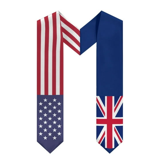 More design Graduation shawl United Kingdom GB Flag & United States Flag Stole Sash Honor Study Aboard International Students