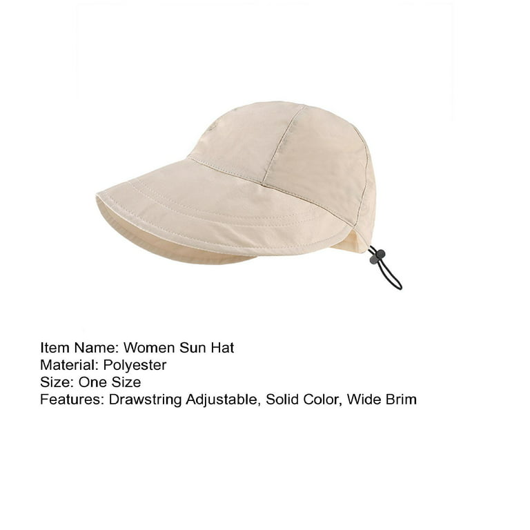 Hesroicy Sun Hat Foldable Wide Brim Drawstring Adjustable Quick-drying  Solid Color Sun Protection Soft Women Fashion Summer Sun Visor Hat Daily  Wear 