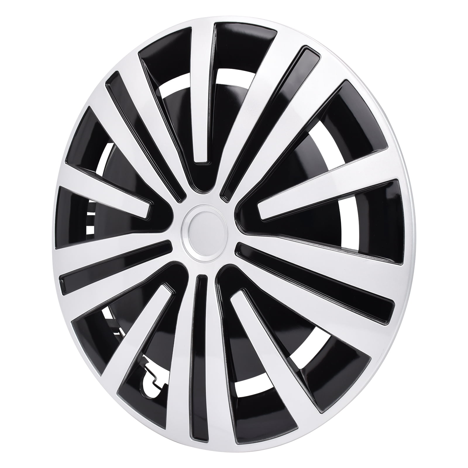 Hex Autoparts Hub Cap 15 inch Set of 4 fits R15 Tire & Steel Full Rim, Snap On Full Hubcaps Wheel Covers Universal for 15" Rims Black & Silver C-Type