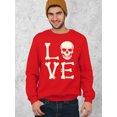 thumbnail image 2 of Love Skull Couples Halloween Gothic Costume Skeleton Head Crewneck Sweatshirt, 2XL, Red, 2 of 6