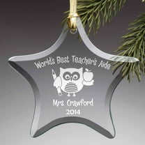 Personalized Teacher's Aide Glass Ornament