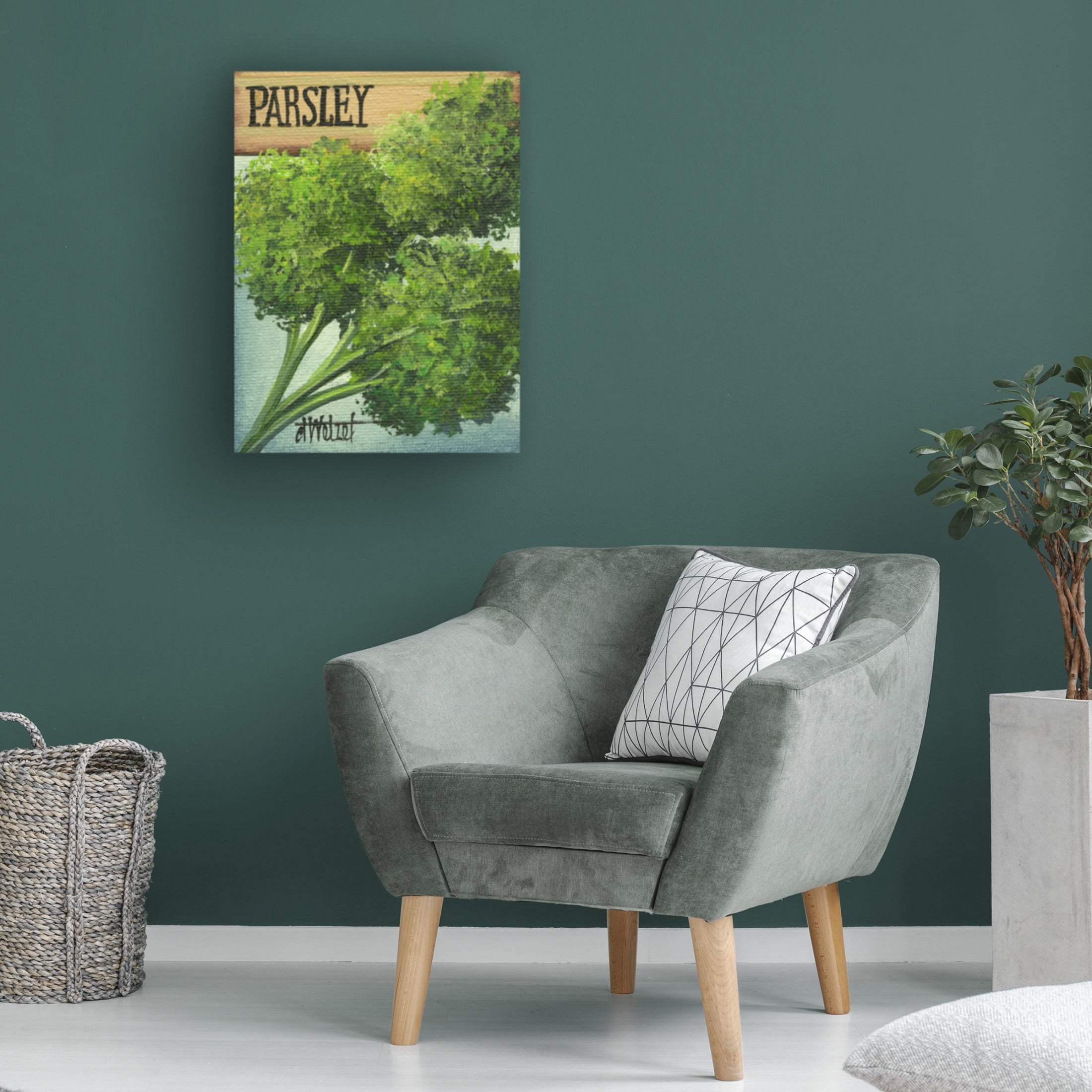 Canvas Wall Art - Debbi Wetzel 'Seed Packets 30 - Parsley' Wall Art for Living Room, Bedroom, or Office Décor by Trademark Fine Art - 14 x 19 Inches