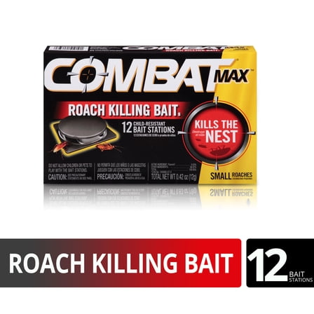Combat Max Roach Killing Bait, Small Roach Bait Station, 12 Count