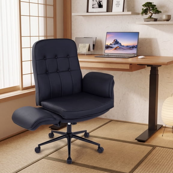 ELLEGNT Adjustable Swivel Chair with 5‑Position Armrests – Criss Cross Vanity Stool for Makeup or Desk