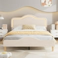 thumbnail image 3 of Full Size Upholstered LED Bed Frame with Adjustable Headboard and Footboard, Velvet Princess Platform Bedframe for Kids/Girls, Wooden Slats Support, No Box Spring Needed, Easy Assembly, Beige, 3 of 9