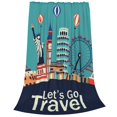 thumbnail image 2 of Fotbe Let's go Travel Manta de Franela Acolchonada con Estampado, Súper Suave y Esponjosa, Extra Grande para Sofá, Cama, Uso Todo el Año-40"x30", 2 of 7