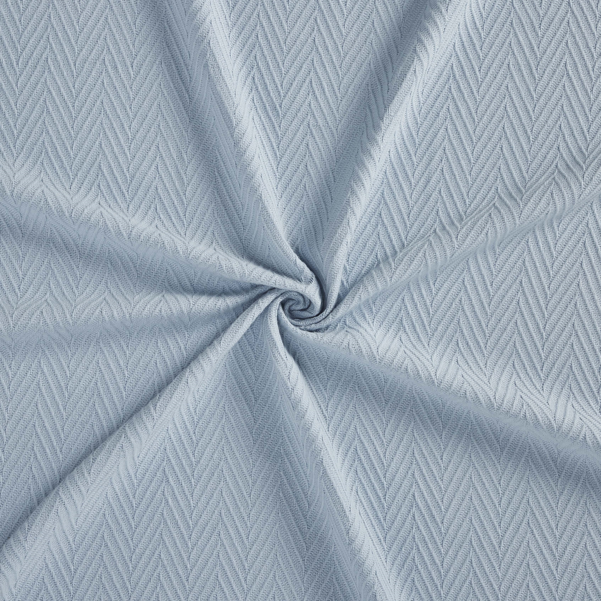 BNM Chevron Zig-Zag Cotton Blanket, Full/ Queen, Light Blue