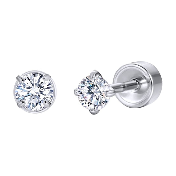 Moissanite Stud Earrings, Implant-Grade Titanium Screw-Back, Single Diamond Design, Unisex, Sparkling, Ideal for New Piercings, 3mm/4mm/5mm/6mm