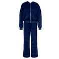thumbnail image 5 of GILIGEGE Two Piece Sets for Women A Two Piece Set Of Women's Trendy Sweatshirt Jacket with Zipper Slim Fit Long Sleeves and Long Pants Blue L, 5 of 7