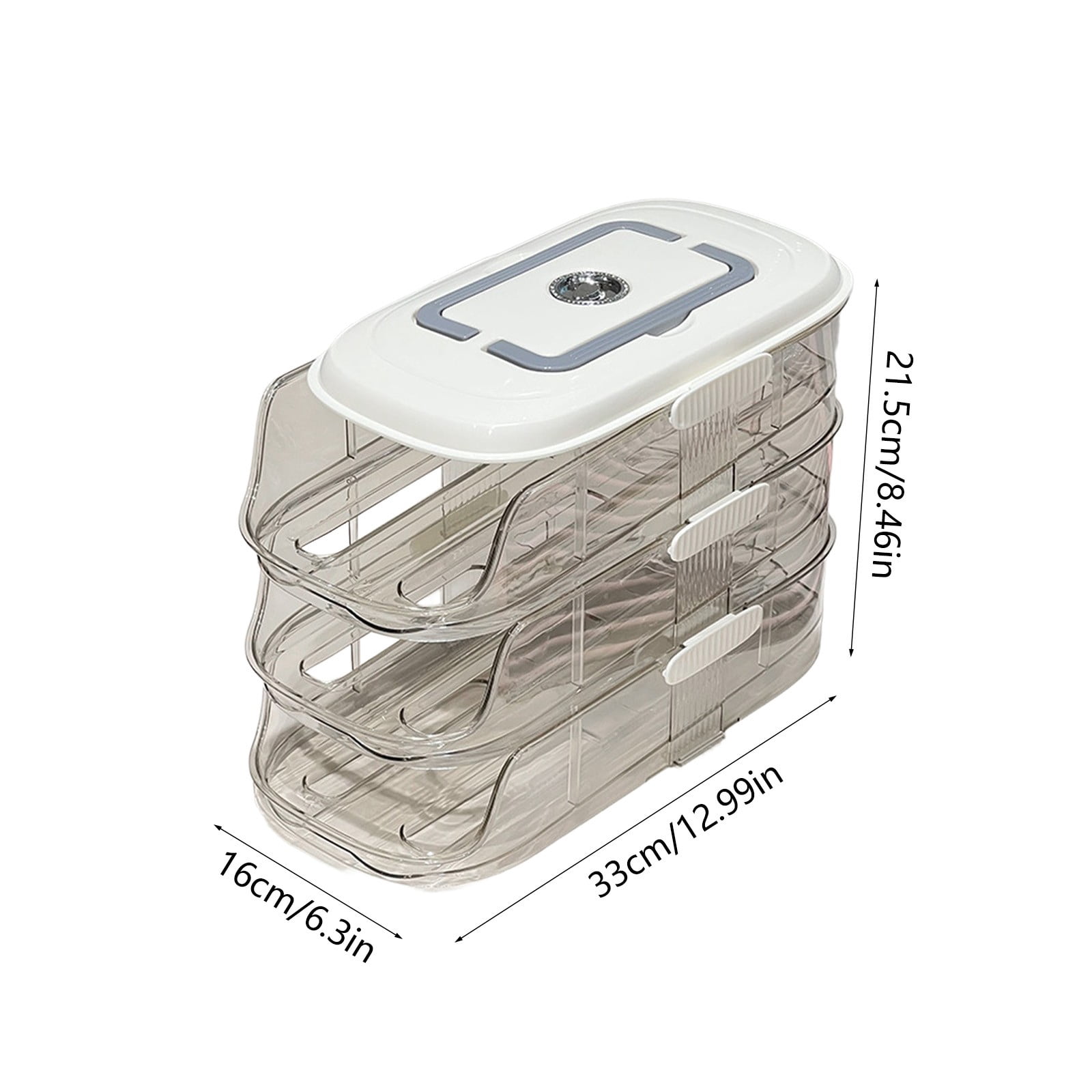 Premium Plastic Rolling Egg Organizer with Multi-Layer Storage, Transparent Lid, Non-Slip Base, and Smooth Tray for Kitchen and Refrigerator Storage