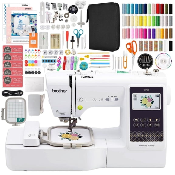 Brother SE700 Embroidery & Sewing Machine w/ Thread & 200 Accessories