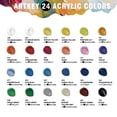 thumbnail image 2 of Set de pintura acrílica Artkey, 24 colores, 59 ml (2 oz) para artistas profesionales y principiantes. Materiales para manualidades y arte: lienzo, madera, tela, piedra, cuero, cerámica, vidrio y huevo, 2 of 7