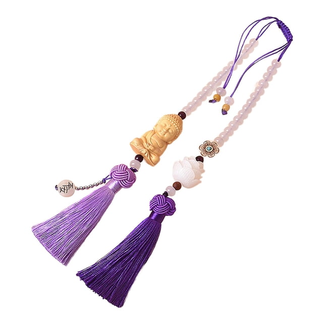 Shangren Buddha Statue Hanging Ornament Dangle Accessory Car Rear View Mirror Pendant Violet with Gift Box