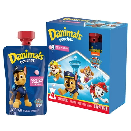 Danimals Pouches Cotton Candy Squeezable Low Fat Yogurt Pouches, 3.5 oz, 4 Count