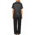 thumbnail image 4 of UVN Pajamas Sets for Women Short Sleeve Button Down Tops And Pants Sleepwear Soft Silk Satin Pjs Loungewear 2 Piece Outfit, 4 of 8