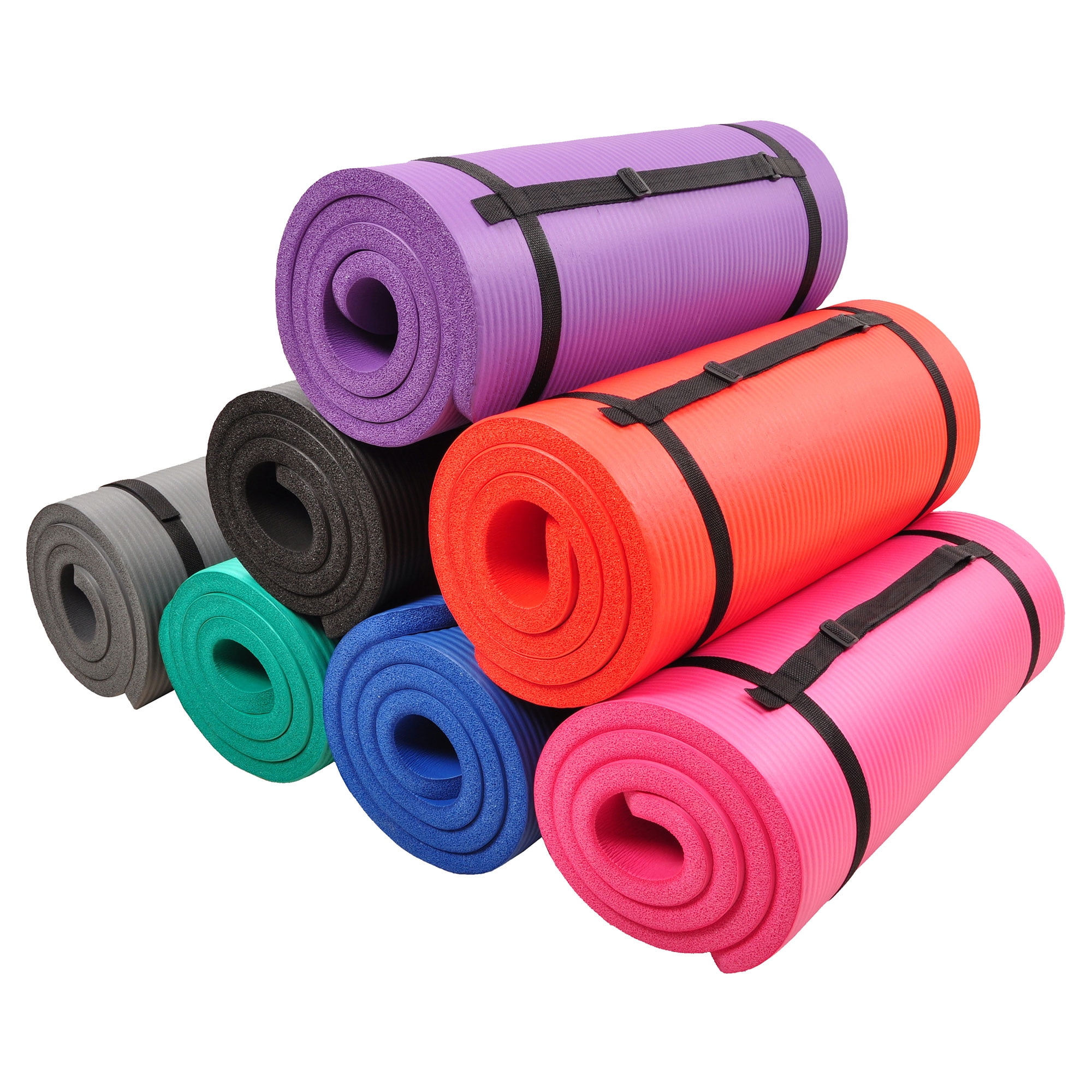 Tapis De Yoga Extra épais Simple Deluxe – 1/2 Pouce Avec Sangle – Vin Profond
