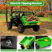 Funride 4WD 24 Volt Ride on Toys with Remote Control, 2 Seater Power Car Wheels UTV Toys, Ride on Truck Car w/ Electric Dump Bed, Shovel, Bluetooth Music