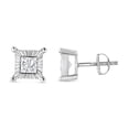thumbnail image 5 of .925 Sterling Silver 1.0 Cttw Miracle Set Princess-cut Diamond Solitaire Stud Earrings (H-I Color, I2-I3 Clarity), 5 of 8