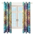 thumbnail image 3 of Kaleidoscope Mandala Colorful Floral Boho Blackout Curtains, Watercolor Pattern Window Treatment Grommet Curtains for Bedroom Thermal Insulated Window Curtains for Living Room 2 Panel Set, 3 of 5