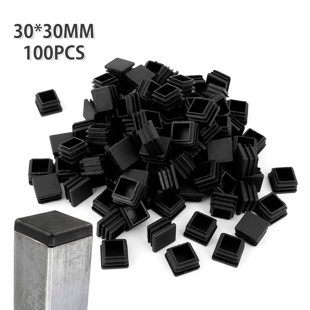 25mm Black Square Plastic End Caps Plugs QTY 100 Tube Box Section Inserts 