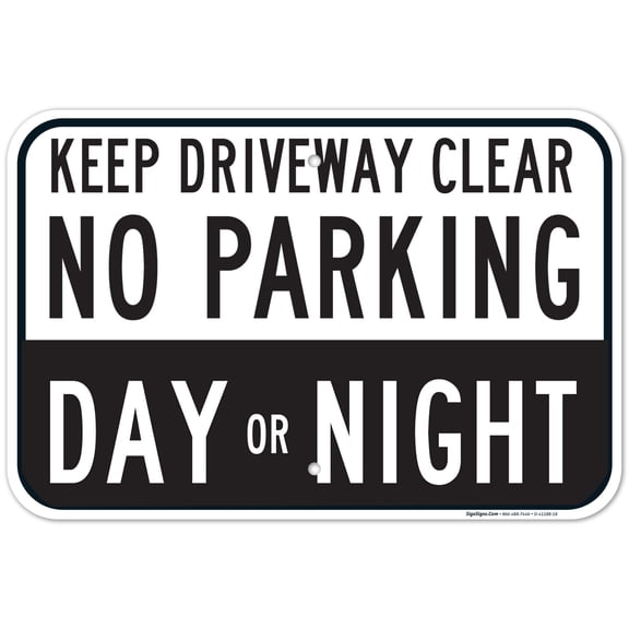 No Parking Day Or Night Sign, 12x18 Aluminum