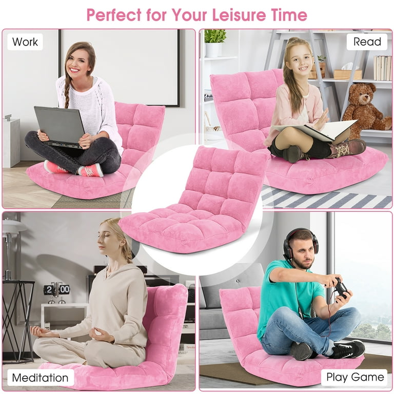 [期間限定セール] wigiwama flip chair フロアソファ ピンク Costway Adjustable 14-Position Floor Chair, Folding Gaming