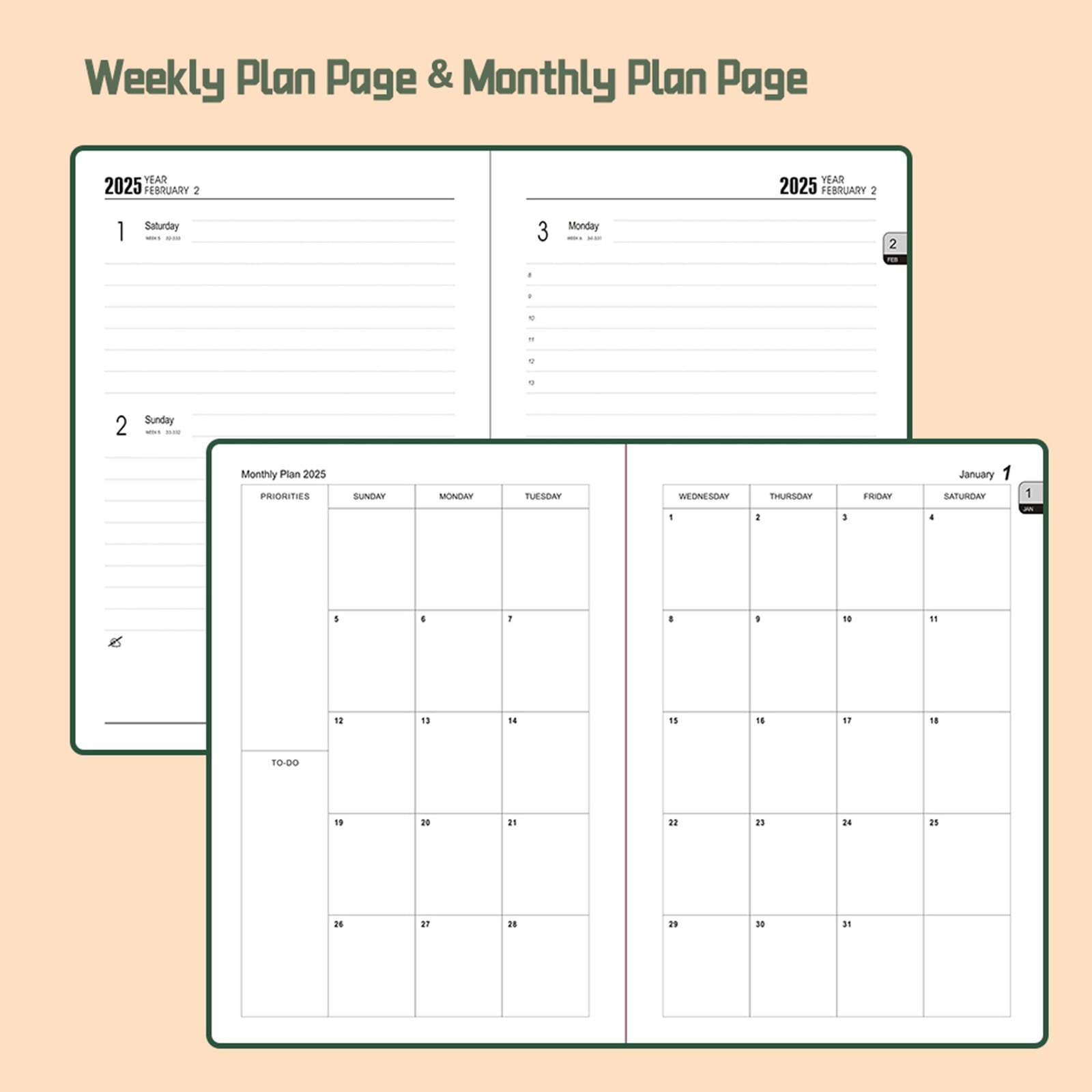2025 POCKET PLANNER/CALENDAR - January 2025 - December 2025, A6 Weekly - View #6