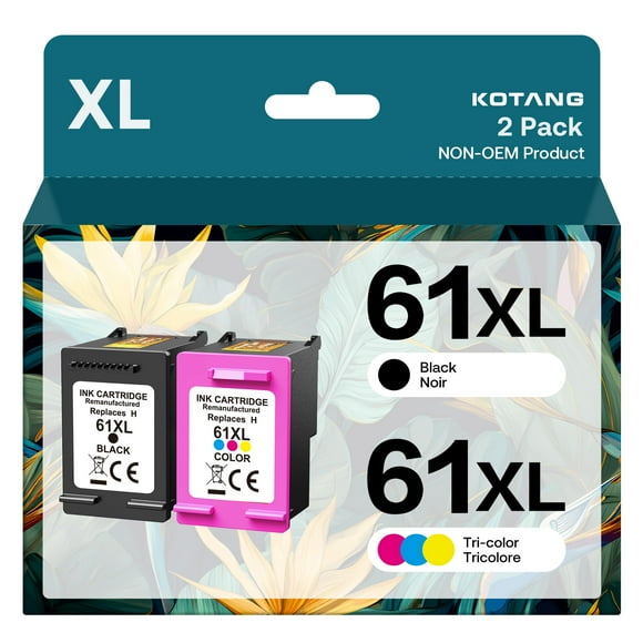61XL Ink Cartridges Combo Pack Replacement for HP Ink 61 XL High Yield Work with HP Envy 5530 4500 4502 5535 Officejet 4630 4635 Deskjet 3510 1010 Printer Remanufactured (Black, T