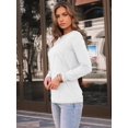 thumbnail image 3 of FUNING Womens Long Sleeve Shirts Pleated Crew Neck Casual Fall Fashion Tops Loose Fit Lightweight Girls Outfits Clothes, 3 of 6