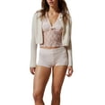 thumbnail image 2 of Douhoow Women Sheer Lace T-Shirt Short Sleeve Lace See Through Crop Top Slim Fitted Mesh Tops, 2 of 8