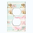 thumbnail image 2 of Metal Light Switch Plate Outlet Cover Romantic Valentine Floral Cupid Striped Blue AGL002, 2 of 13
