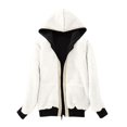 thumbnail image 4 of Puntoco Mujer Casual Invierno Cálido Sherpa Forrado Cremallera Sudadera Con Capucha Chaqueta Abrigo Liquidación Puntoco Puntoco-1894, 4 of 5
