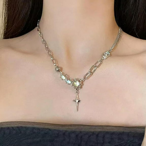 Modern High-Quality 925 Silver Filled Cross Pendant Chain Necklace Womens Jewellery Choker[s951]